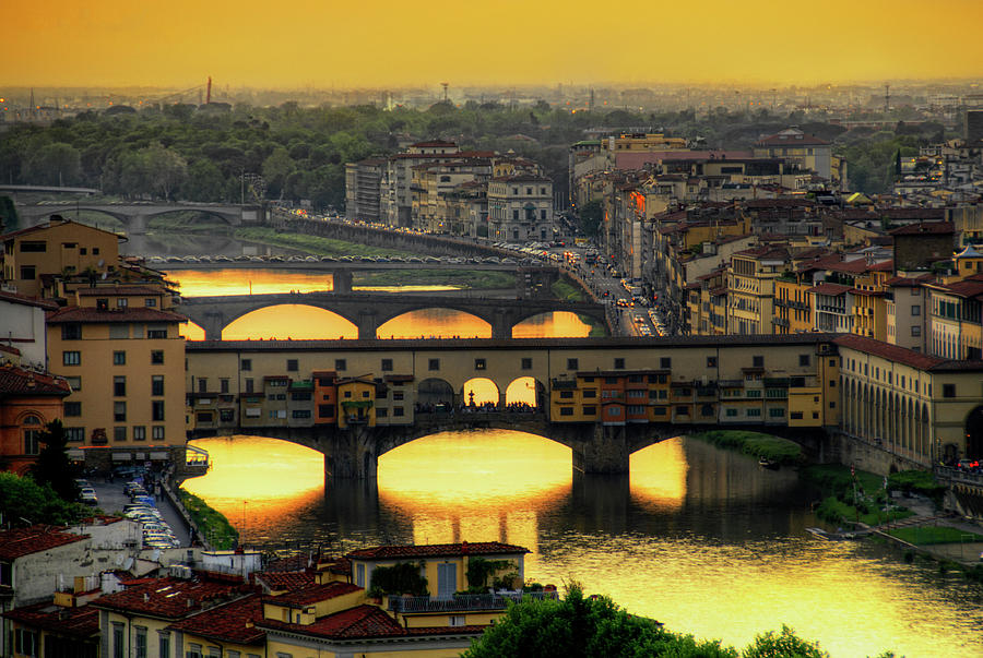 Old Bridge, Florence At Dusk Photograph by Photo Art By Mandy