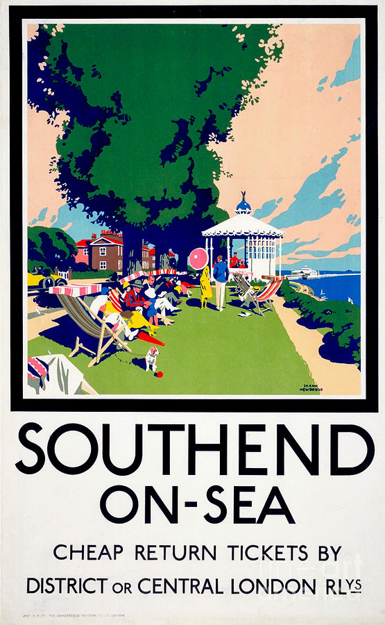 Southend On Sea 5 Railway Old Advert Poster Essex Photo Family Holiday Relax 
