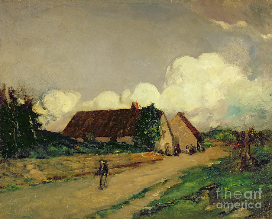 Old Brittany Farm Houses, 1902 Painting by Robert Cozad Henri