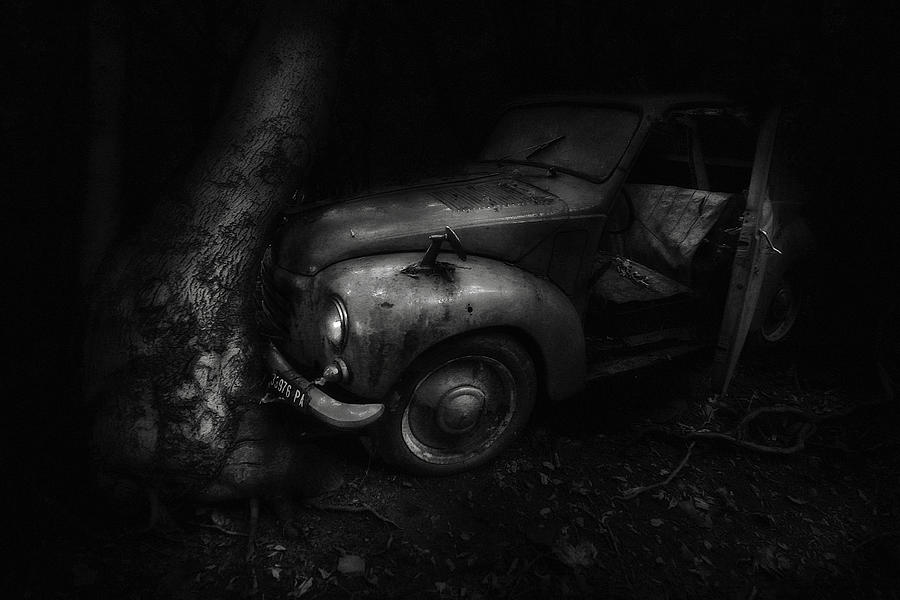Mood Photograph - Old Car In Night Light by Holger Droste