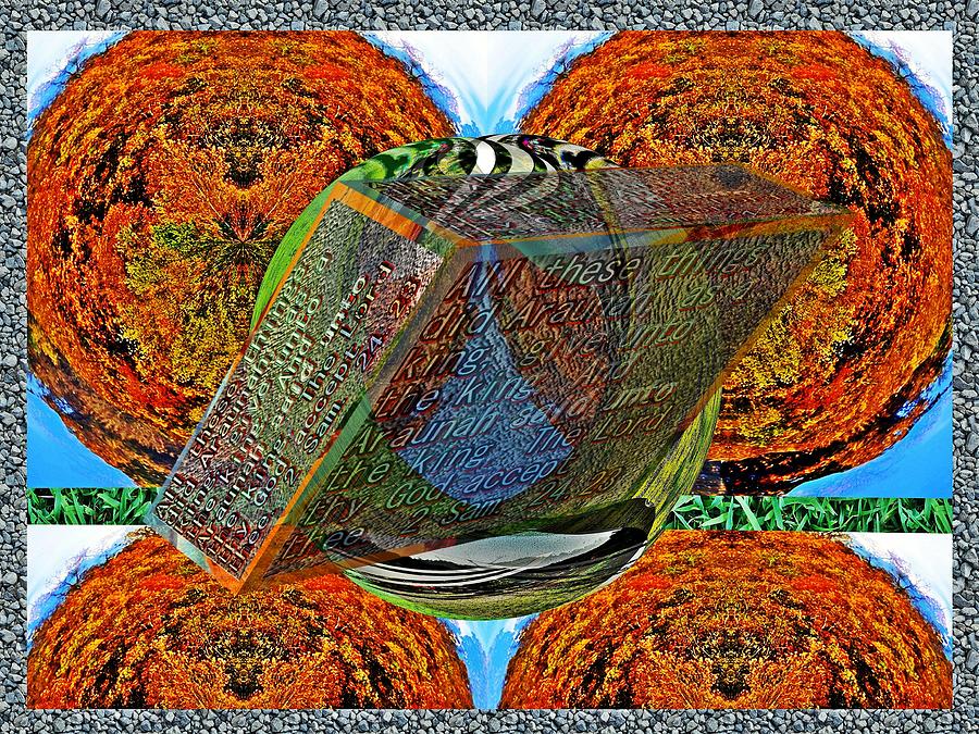 Old car reflection cylinder little planet as art with text as a box Digital Art by Karl Rose