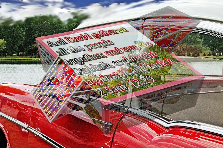 Old car with 3D text boxes Digital Art by Karl Rose