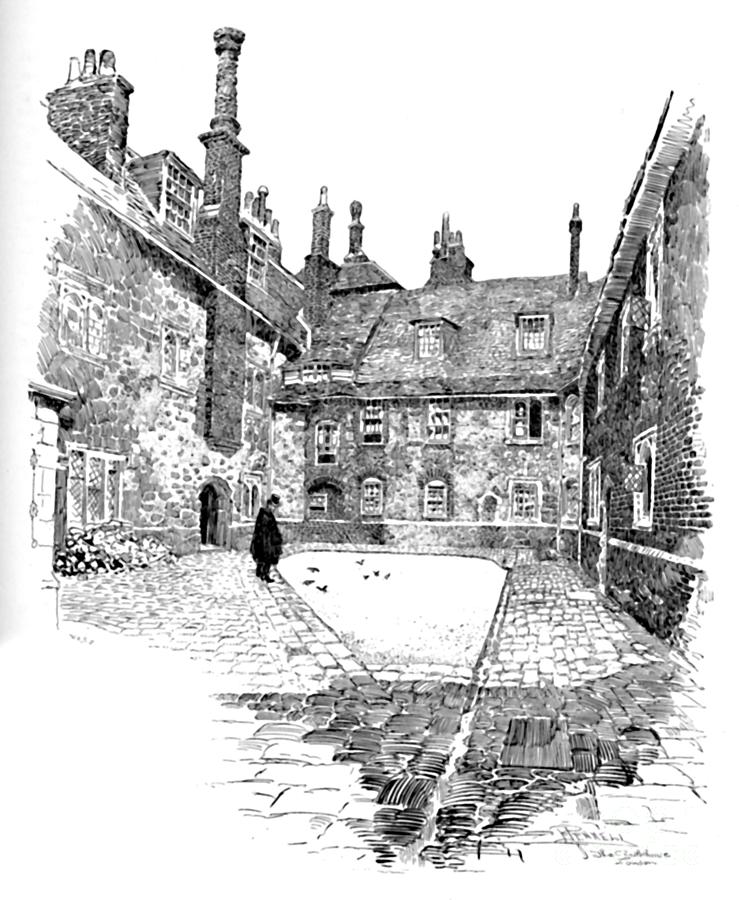 Old Charterhouse In Washhouse Court Drawing by Print Collector