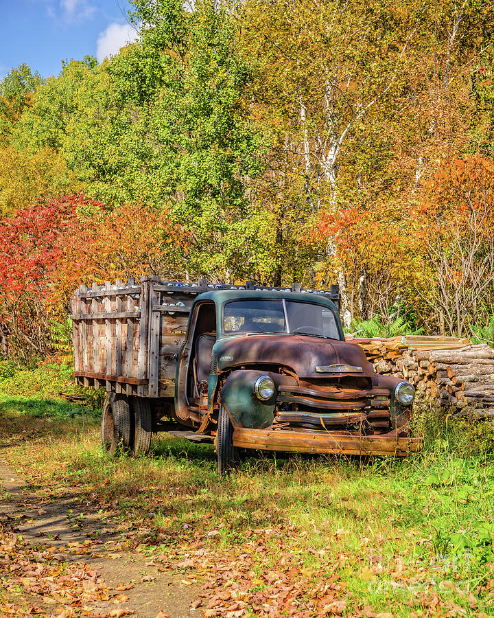 Fall Photograph - Old Chevy Farm Truck Fall In Vermont by Edward Fielding