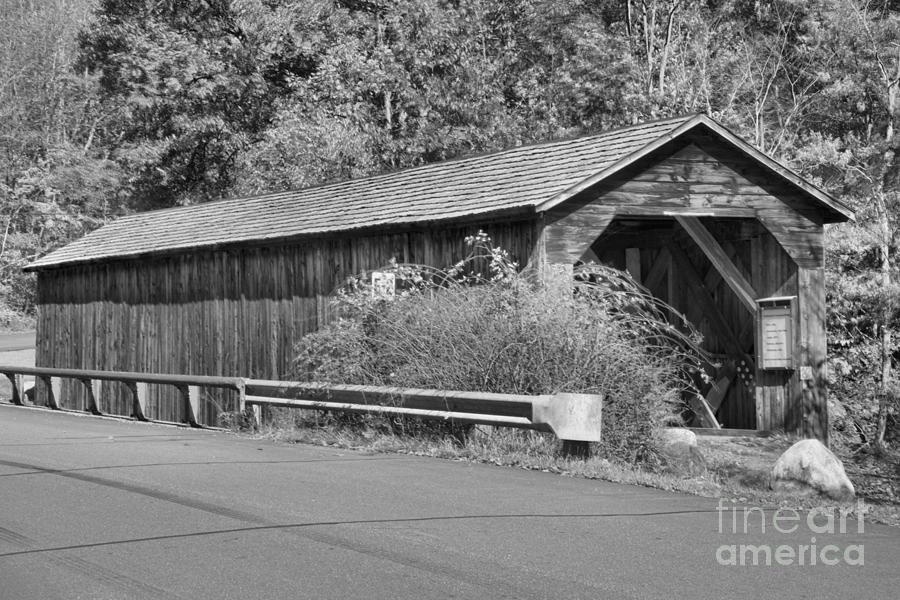 Old Cold River Covered Bridge Black And White Photograph by Adam Jewell