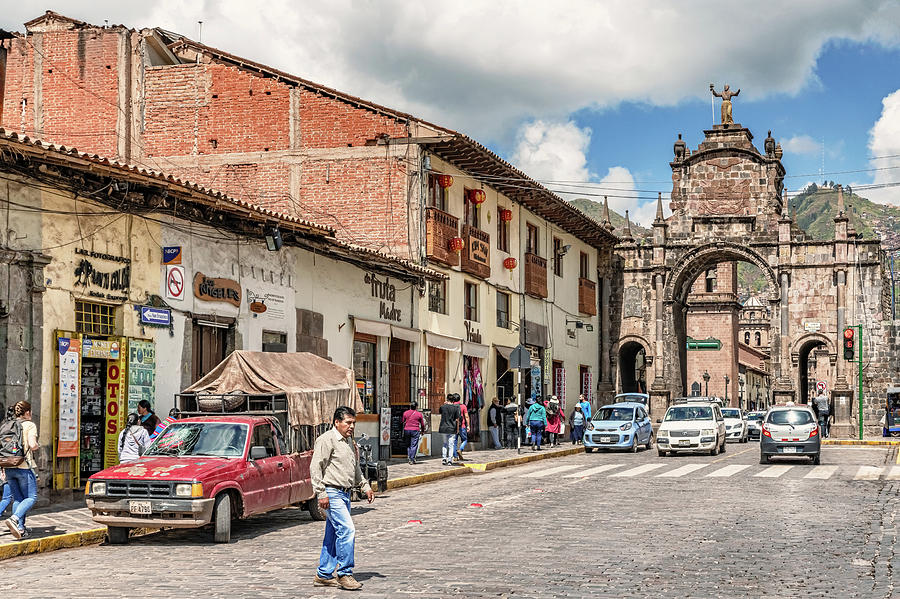 Old Colonial Buildings Near Plaza De Armas In Cusco, Peru. Photograph