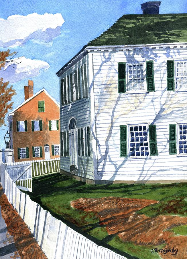 Old Deerfield village, Mass.  Painting by Jeff Blazejovsky