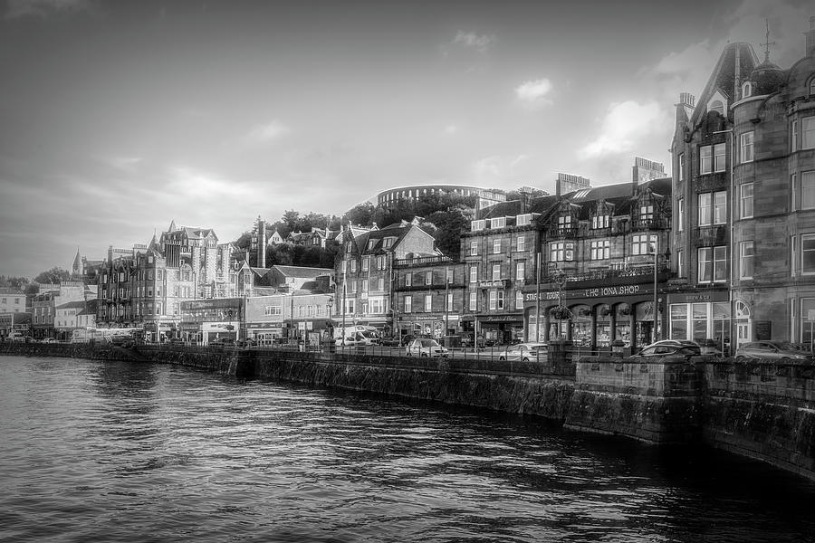 Old Downtown Oban Scotland in Black and White Photograph by Debra and Dave Vanderlaan