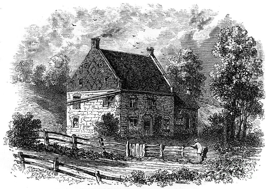 Old Dutch House, Long Island, New York Drawing by Print Collector
