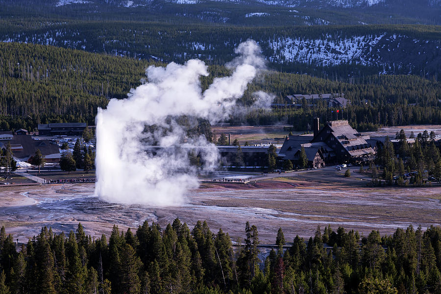 Old Faithful Geyser and Village Photograph by Rick Pisio