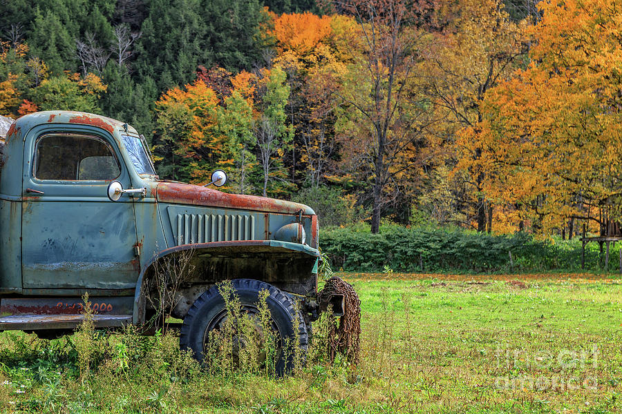 Old Farm Truck Autumn Fall Foliage Vermont Photograph by Edward Fielding