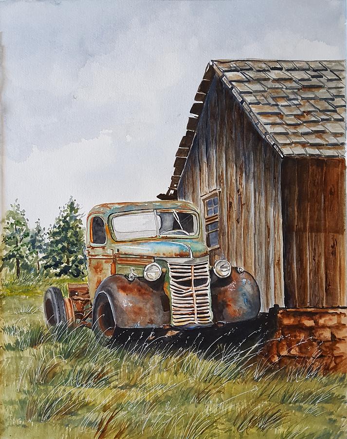 Old farm truck Painting by Virginia Plowman Pixels