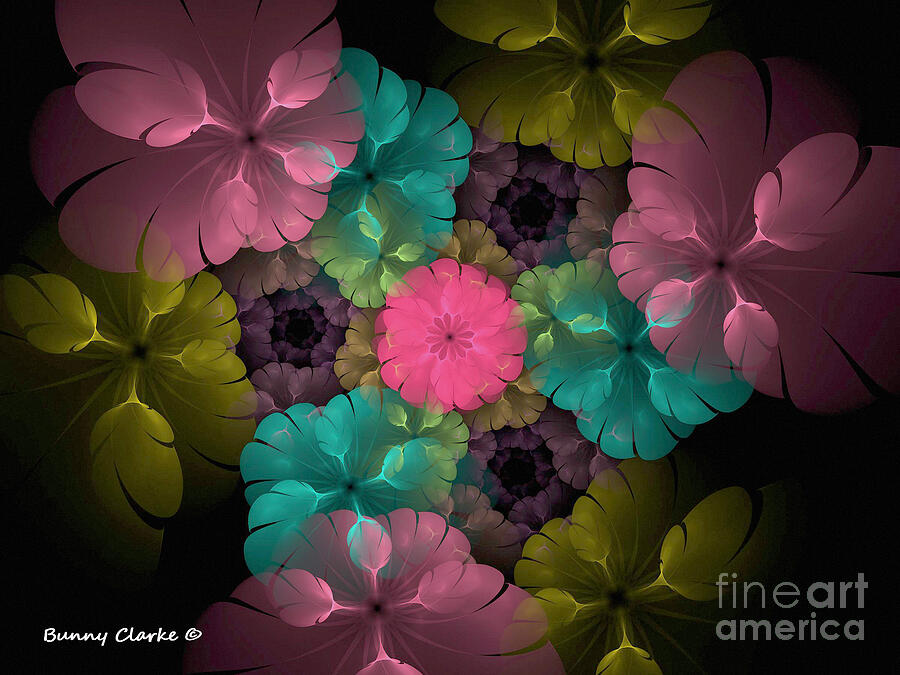 Old Fashioned Flower Garden Digital Art by Bunny Clarke
