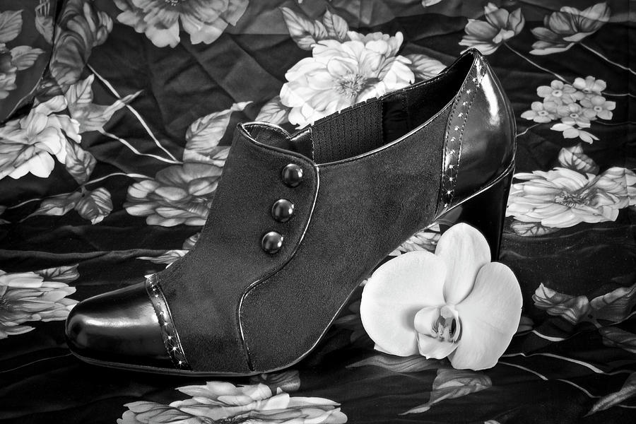Old Fashioned Heeled Boot BW Photograph by Patti Deters