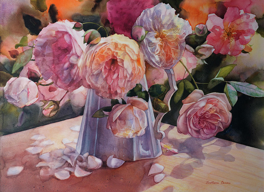 Flower Painting - Old Fashioned Roses by Svetlana Orinko