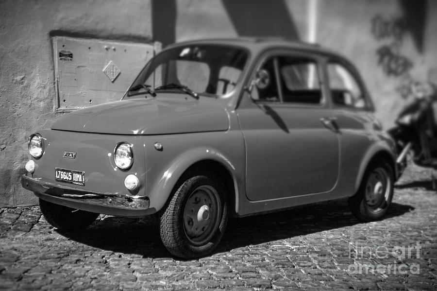 Old Fiat Cinquecento Black And White Photograph