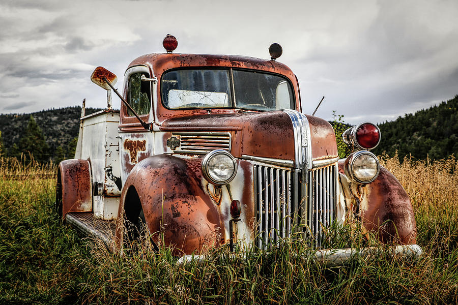 Old Fire Truck in the Mountains Photograph by Lynn Sprowl