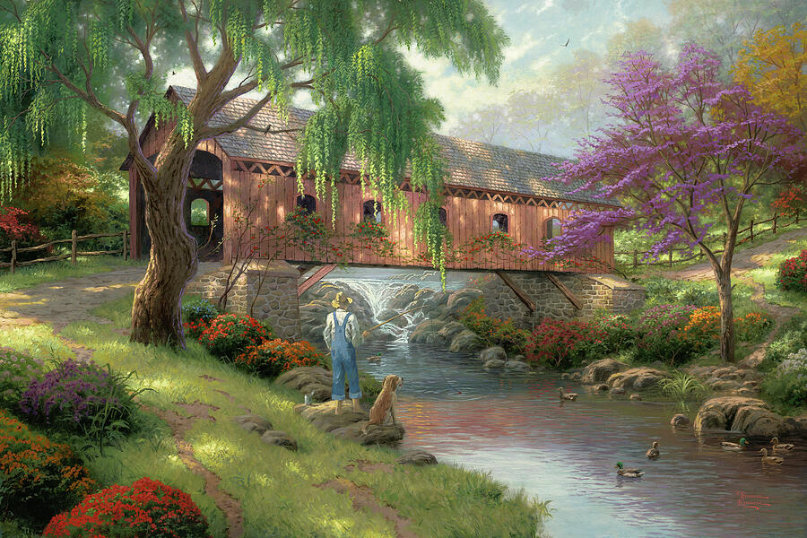 Old Fishin Hole Painting by Thomas Kinkade Old Fishin Hole Painting by Thomas Kinkade