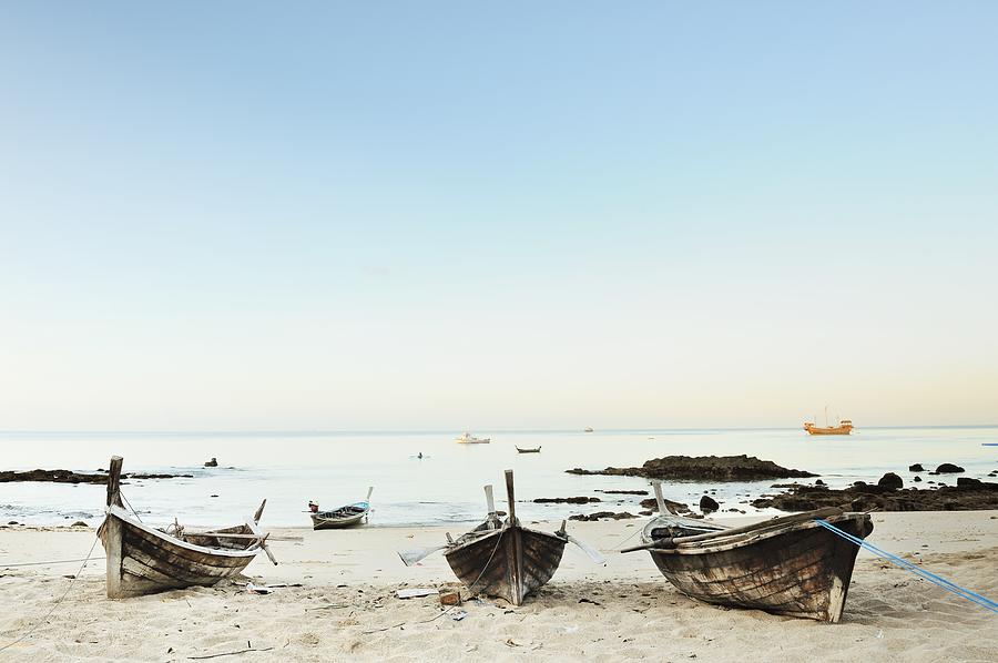 Old Fishing Boats On The Beach by Carlina Teteris