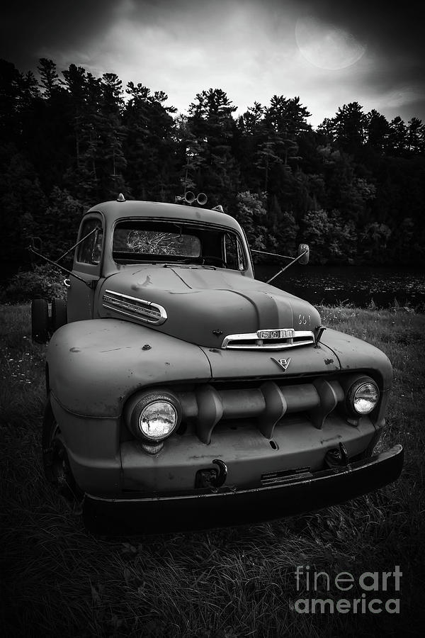 Fall Photograph - Old Ford V8 Truck Under the Moonlight in Vermont by Edward Fielding
