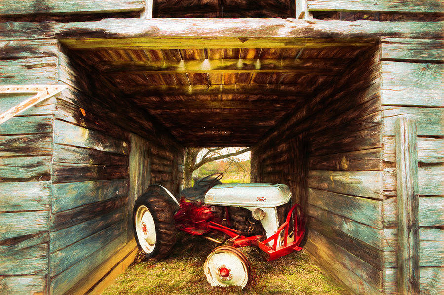 Old Ford Waiting in the Barn Painting Photograph by Debra and Dave Vanderlaan