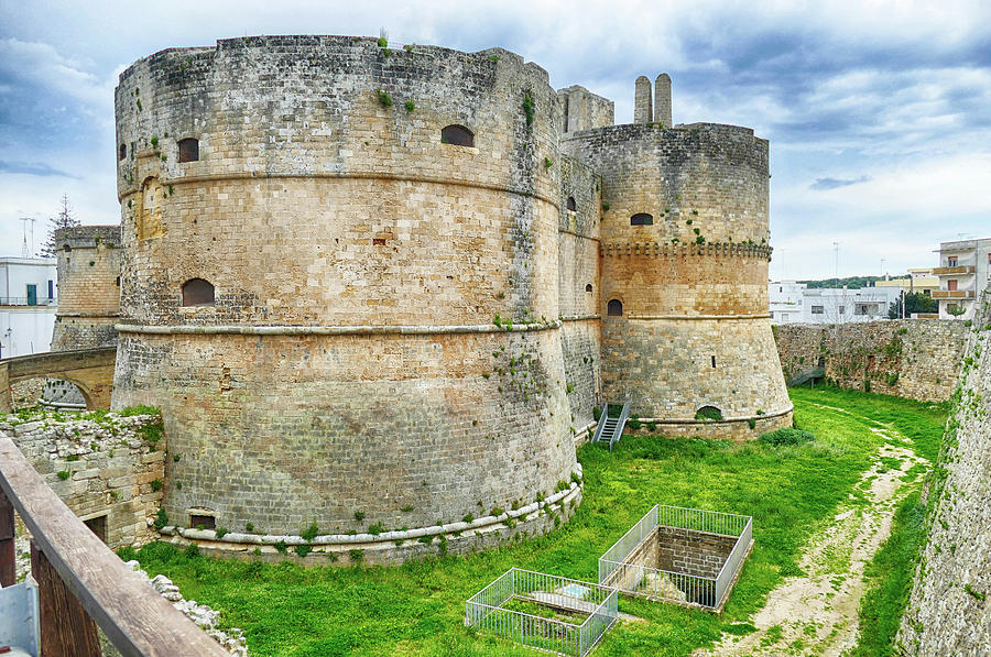 Old fortification tower and walls of  Otranto Photograph by Steve Estvanik