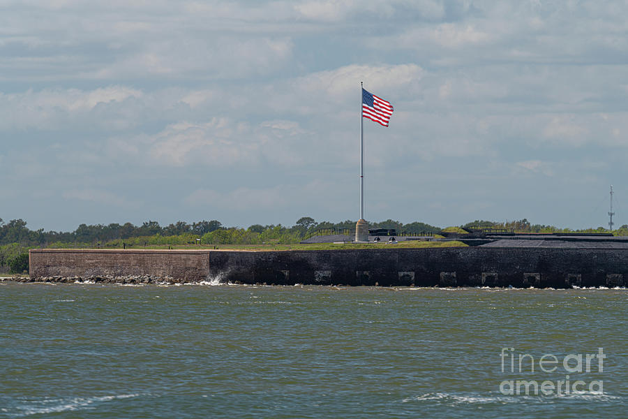 Old Glory over Fort Sumter in Charleston Harbor Photograph by Dale Powell