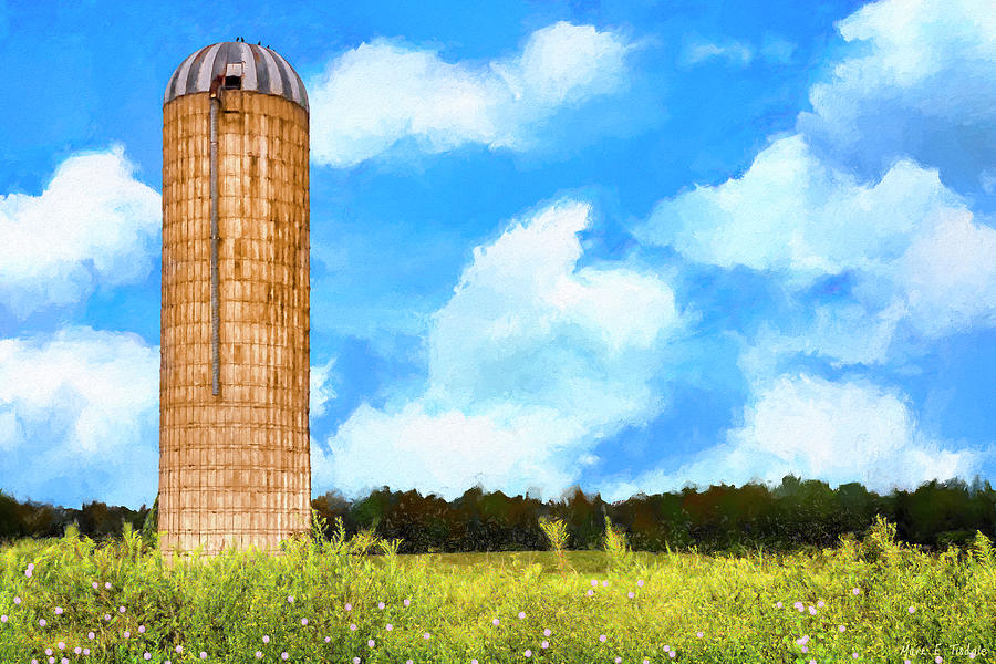 Old Grain Silo - Late Summer Landscape Mixed Media by Mark Tisdale