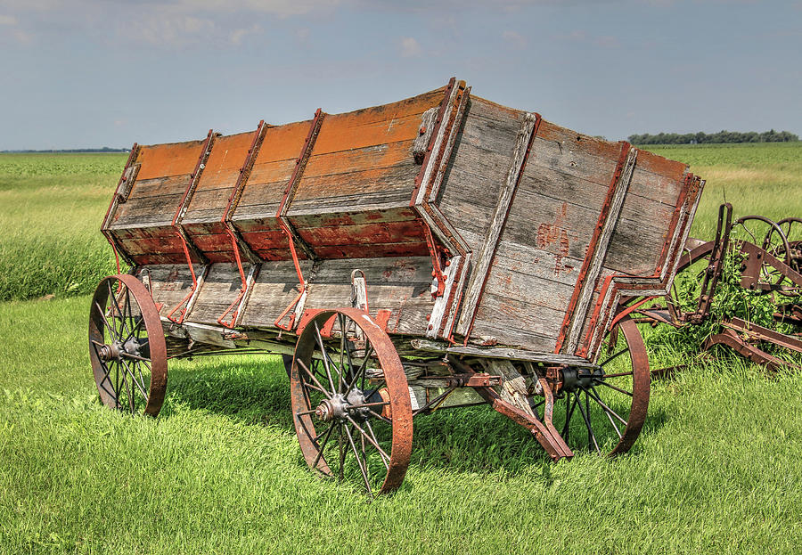 Old Grain Wagon In Red River Valley Photograph by J Laughlin