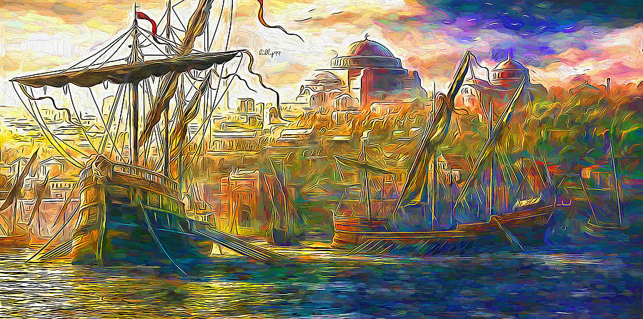 Old harbor Painting by Nenad Vasic