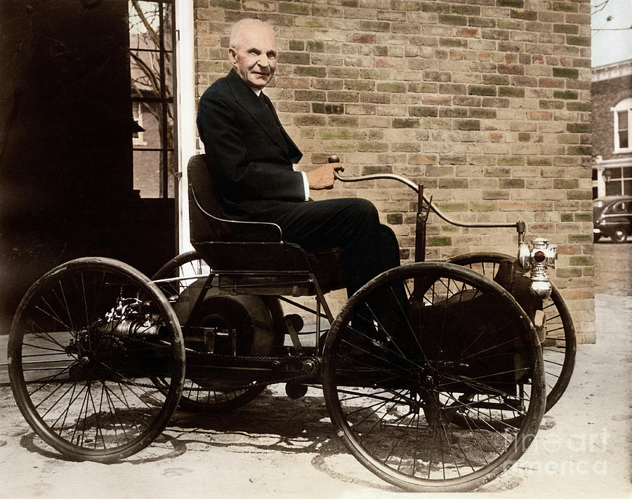 Old Henry Ford In First Ford Car Photograph by Bettmann