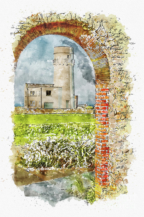 Old Hunstanton Lighthouse from St Edmunds Chapel Painting by John Edwards
