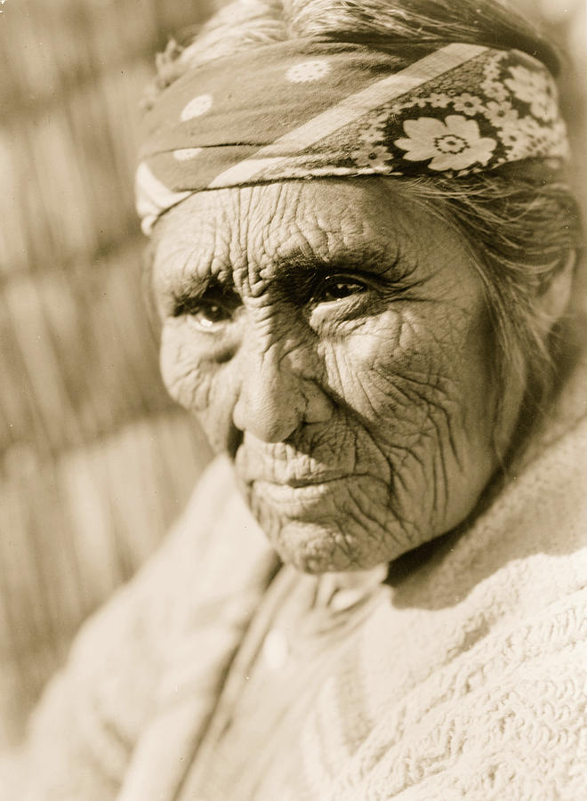 Portrait Painting - Old Klamath Woman by 