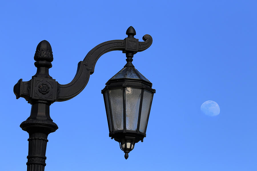 Old Lantern and Moon 041519 Photograph by Mary Bedy
