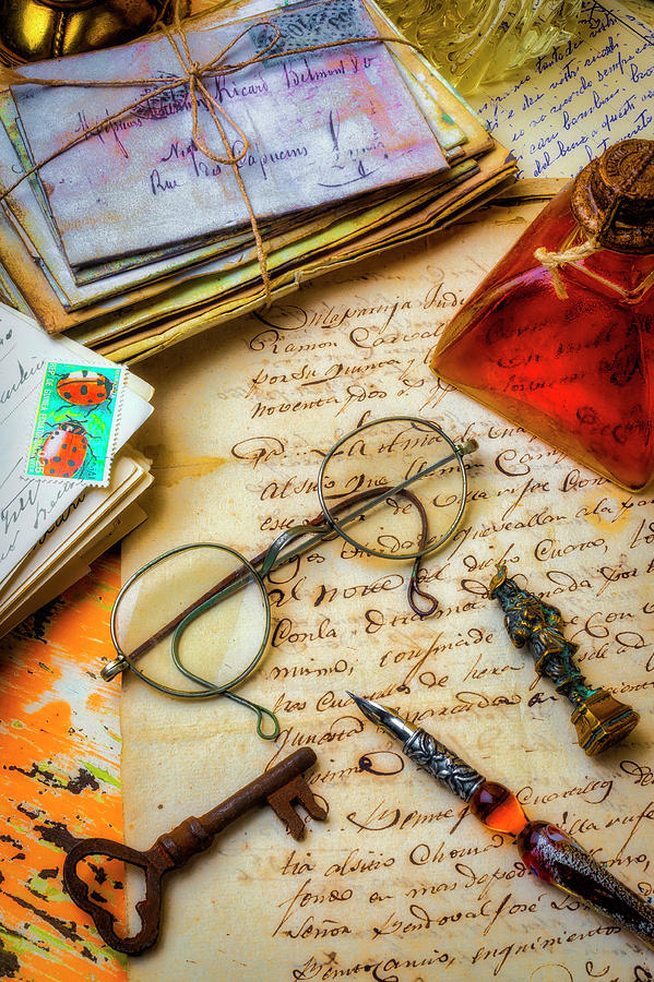 Old Letters And Glasses Photograph by Garry Gay