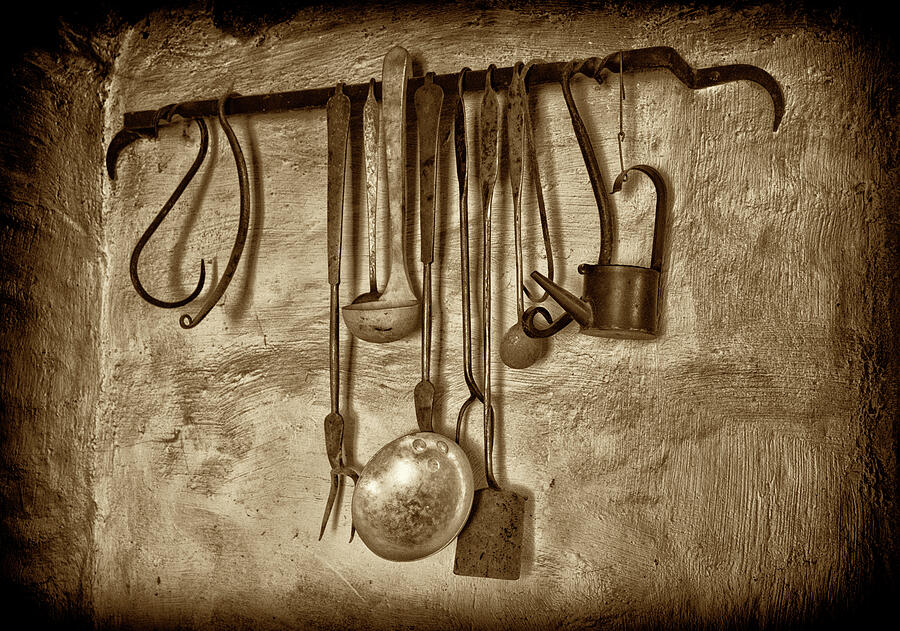 Old look of a Frontier America Kitchen Utensils Photograph by Paul W Faust - Impressions of Light