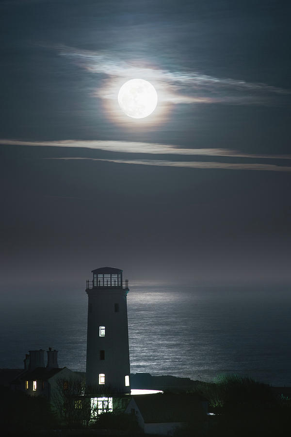 Old Lower Lighhouse Moonlight Photograph