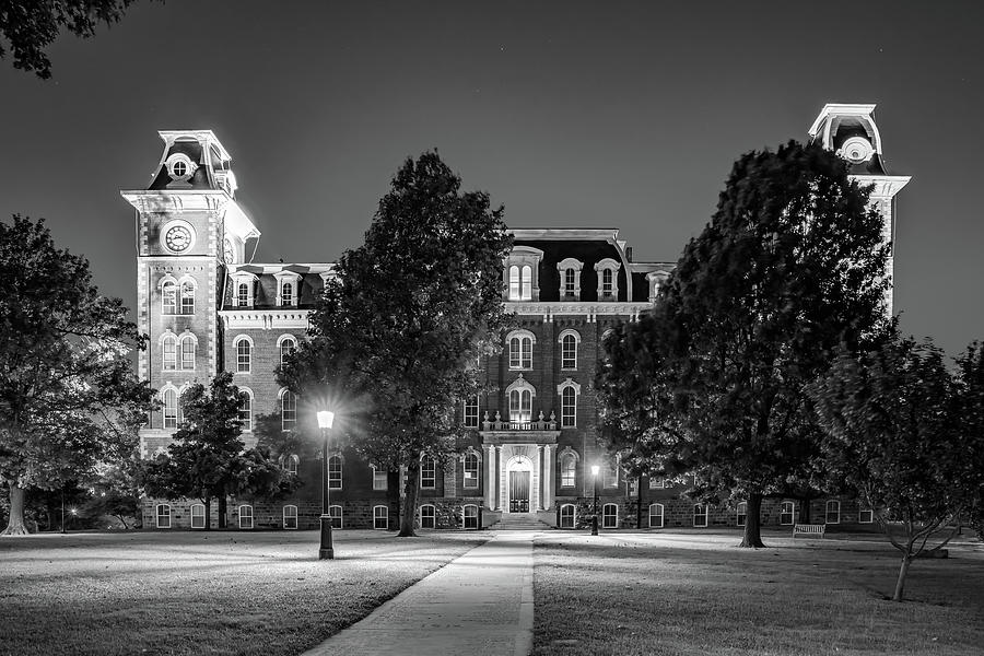 Architecture Photograph - An Evening Stroll To Old Main In Monochrome - Fayetteville Arkansas by Gregory Ballos