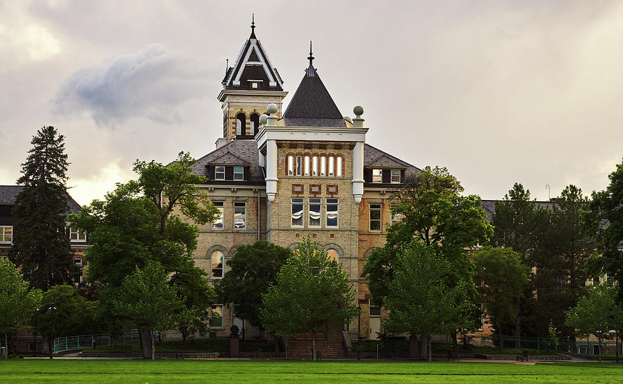 Old Main, Utah State University, East Lawn, Logan Utah, Stormy s Photograph by TL Mair