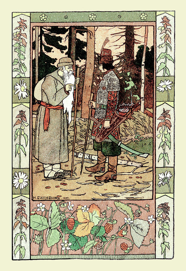 Old Man and Archer Painting by Ivan Bilibin