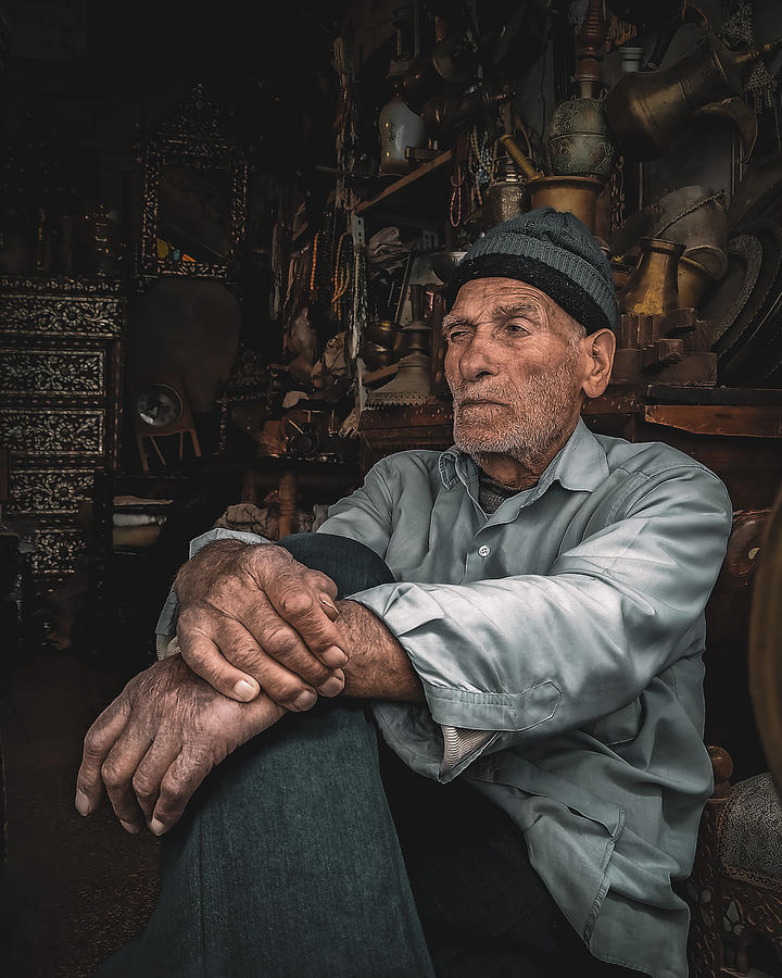 Vintage Photograph - Old Man by Khaled Shomal