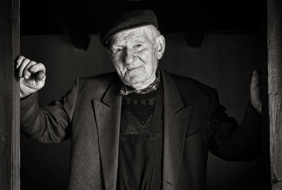 Portrait Photograph - Old Man Portrait by H?br Szabolcs