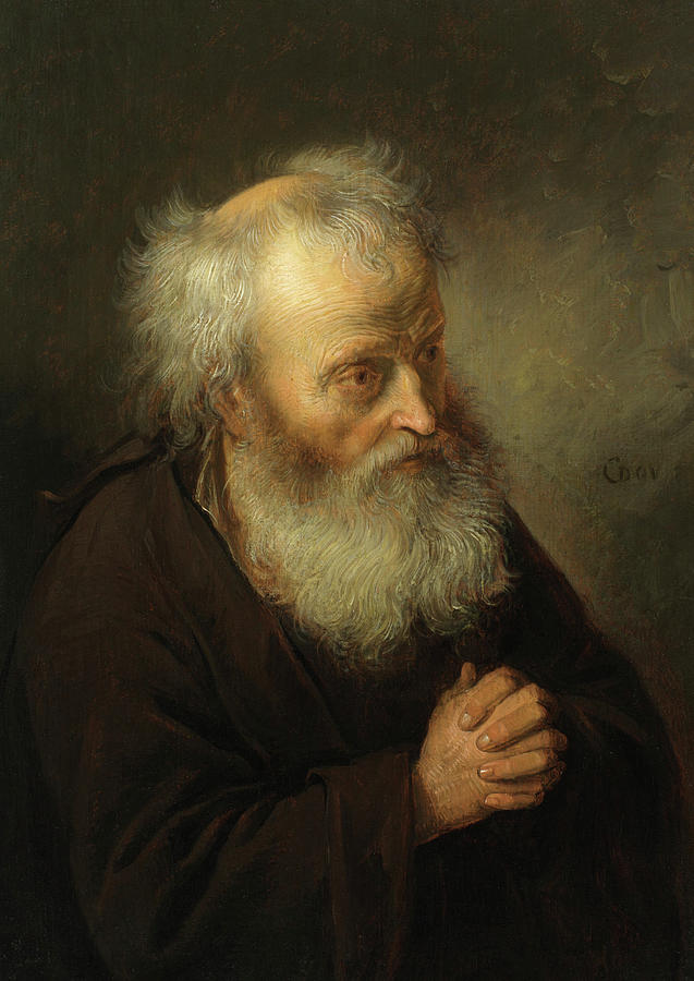 Portrait Painting - Old Man Praying by Gerrit Dou