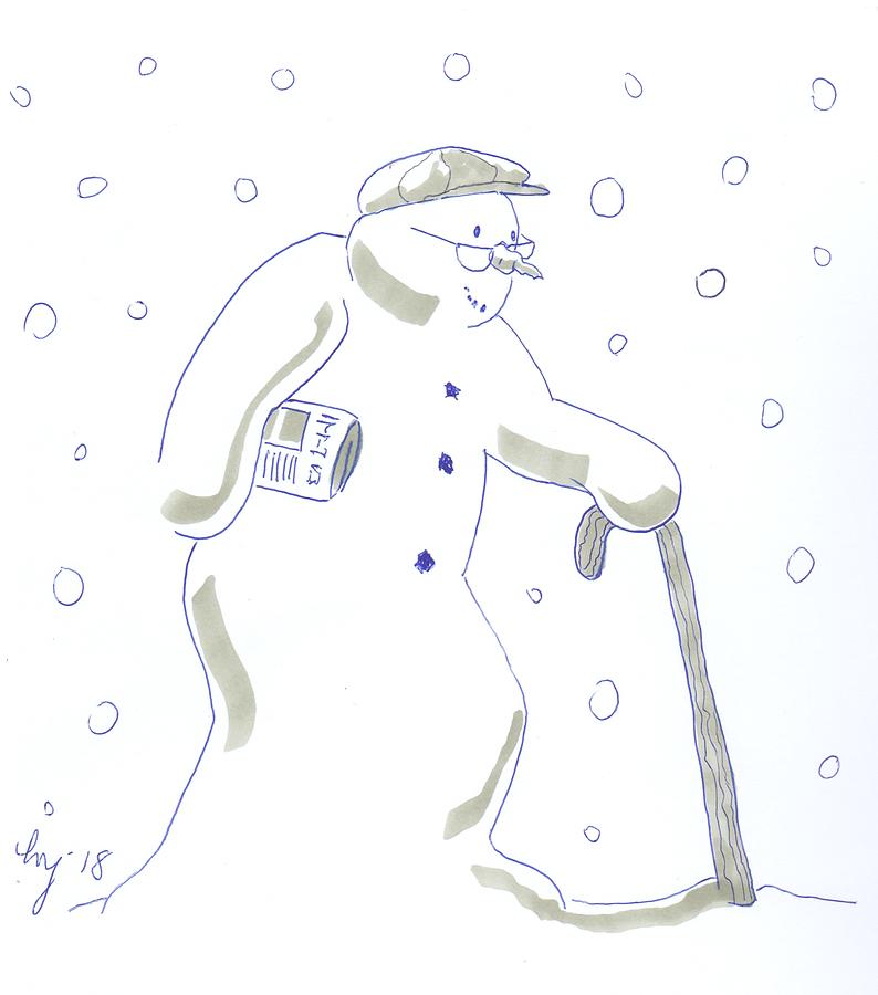 old man snowman drawing by Mike Jory old man snowman drawing by Mike Jory