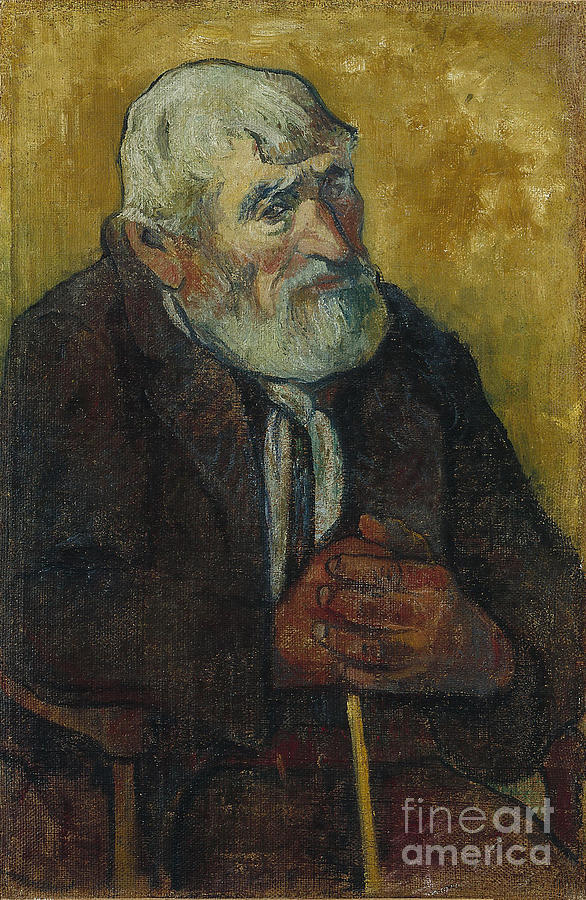 Old Man With A Stick. Artist Gauguin Drawing by Heritage Images