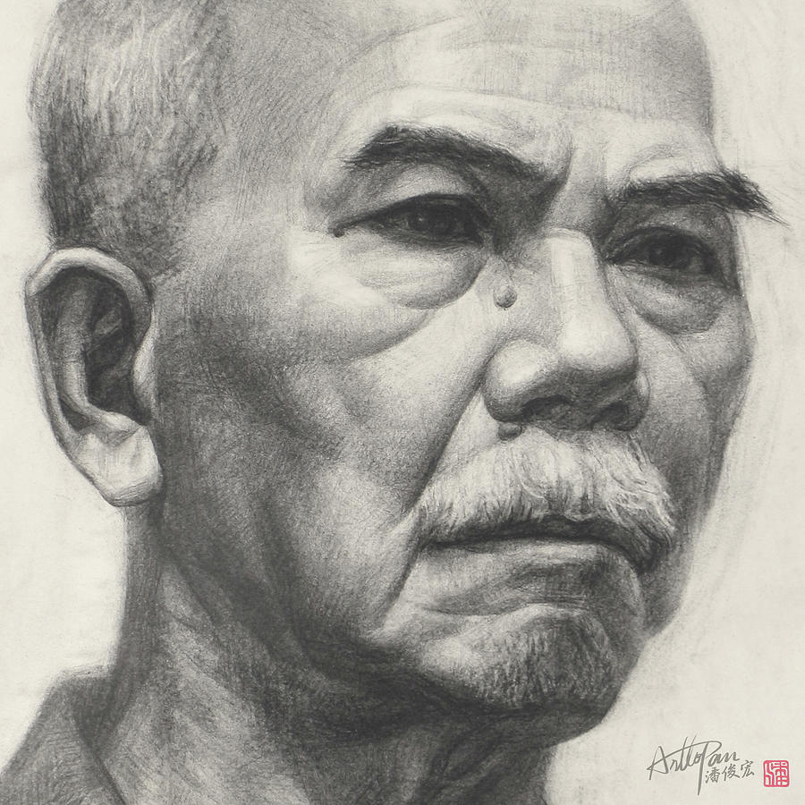 Portrait Realistic Carbon Pencil Sketch