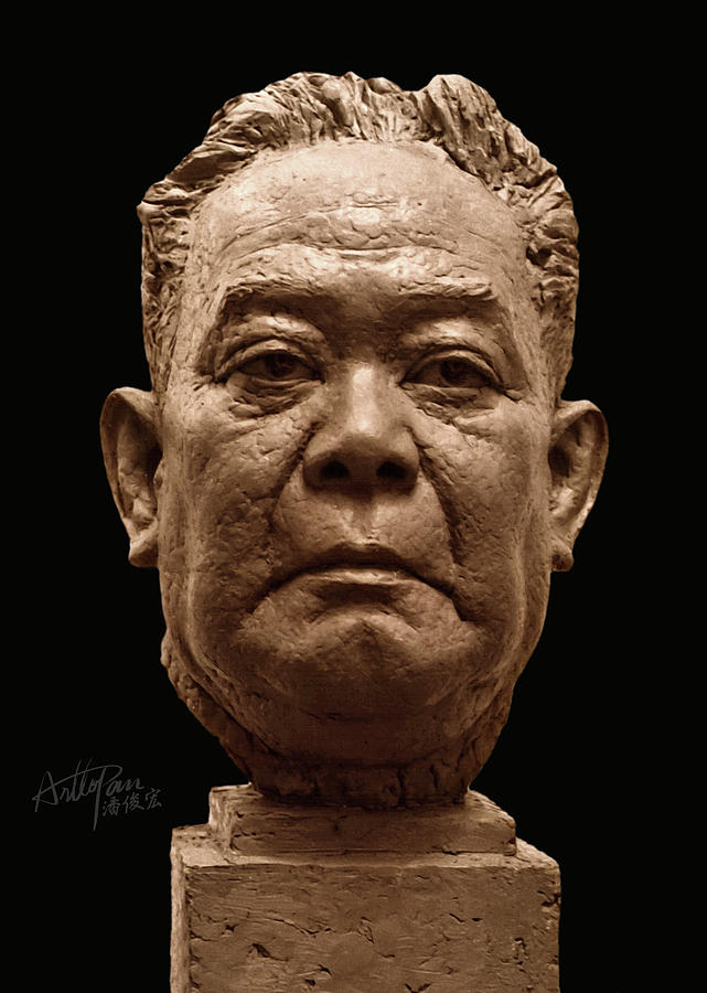 Old mans head statue-ArtToPan carving- character realistic clay sculpture Sculpture by Artto Pan
