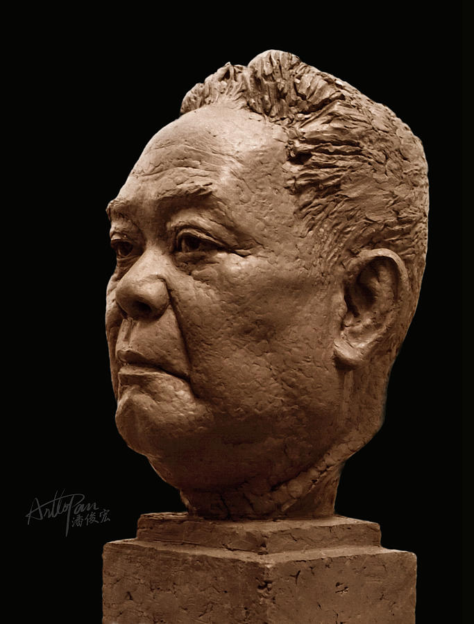 Old mans head statue-part-ArtToPan carving- character realistic clay sculpture Sculpture by Artto Pan