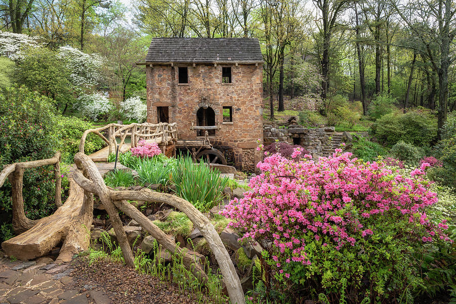 Old Mill and Azaleas Photograph by James Barber