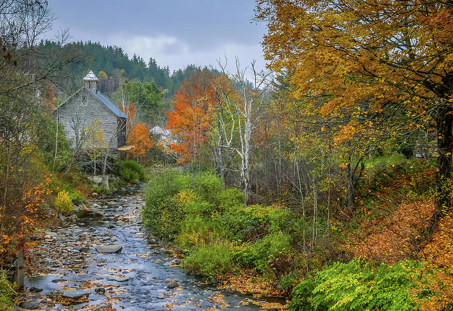 Old Mill New England and Colorful Fall Foliage Photograph by Robert Bellomy